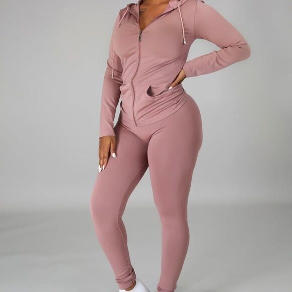 2 Left! You Can Do It Legging Set - Mauve - Picture 2 of 4